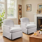 Fauteuil pivotant d'appoint traditionnel en tissu Art Leon, fauteuil avec cadre en bois