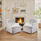 Fauteuil pivotant d'appoint traditionnel en tissu Art Leon, fauteuil avec cadre en bois