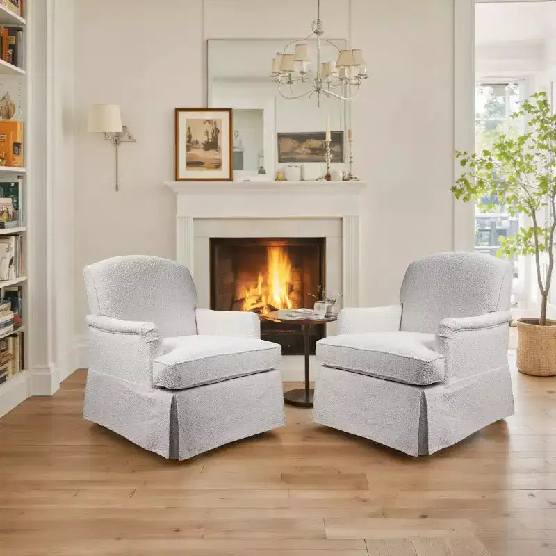 Fauteuil pivotant d'appoint traditionnel en tissu Art Leon, fauteuil avec cadre en bois