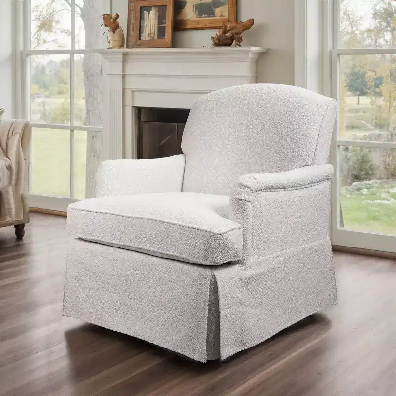 Fauteuil pivotant d'appoint traditionnel en tissu Art Leon, fauteuil avec cadre en bois