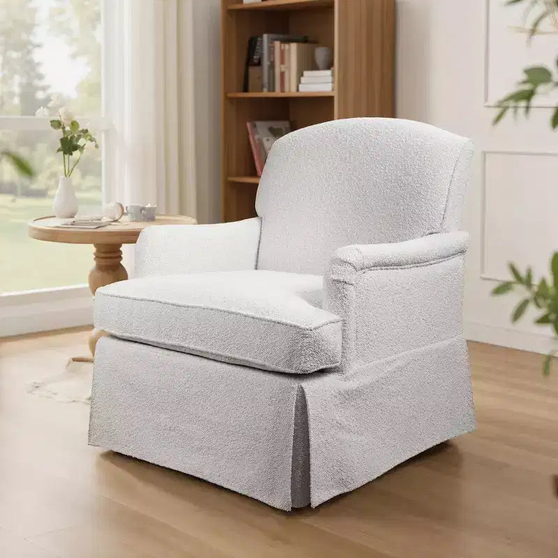 Fauteuil pivotant d'appoint traditionnel en tissu Art Leon, fauteuil avec cadre en bois