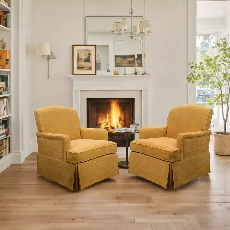 Fauteuil pivotant d'appoint traditionnel en tissu Art Leon, fauteuil avec cadre en bois