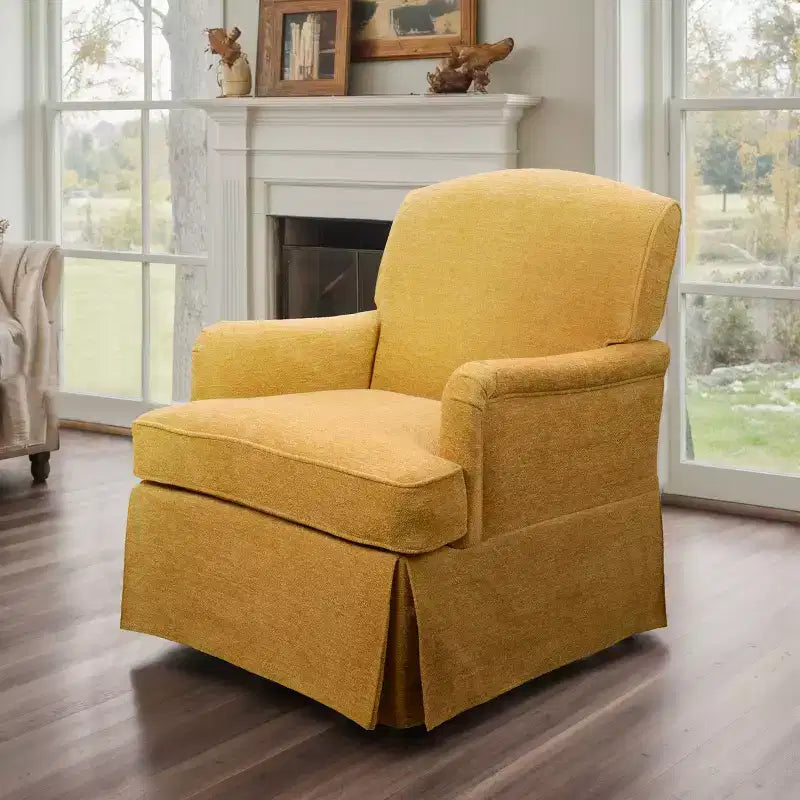 Fauteuil pivotant d'appoint traditionnel en tissu Art Leon, fauteuil avec cadre en bois