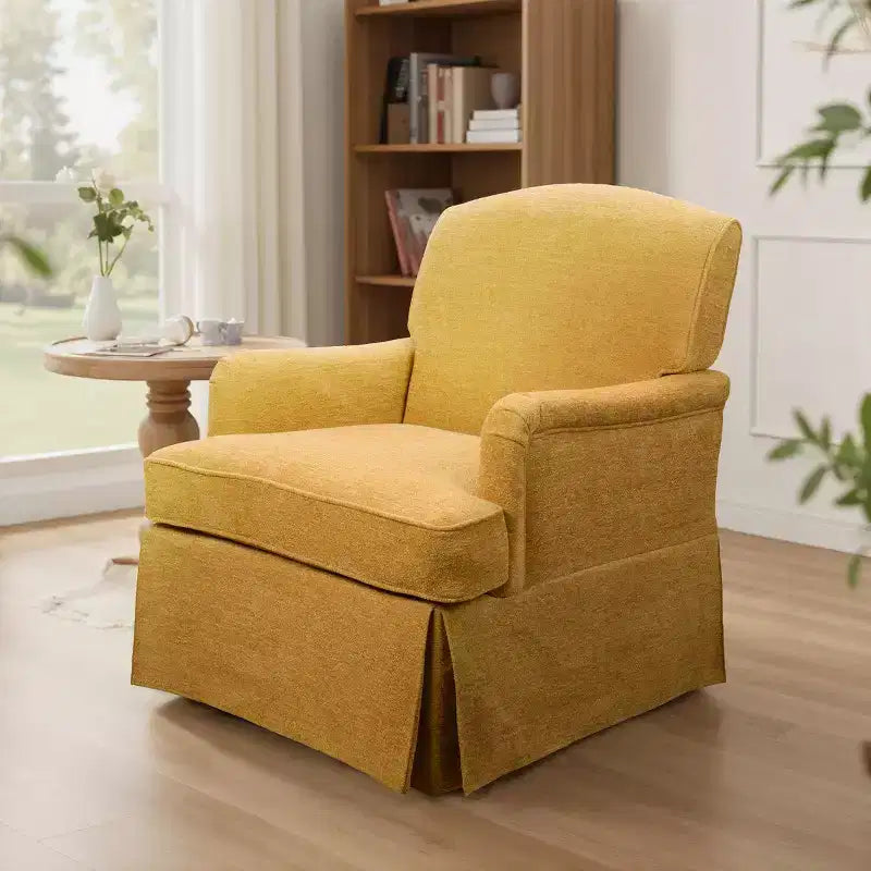 Fauteuil pivotant d'appoint traditionnel en tissu Art Leon, fauteuil avec cadre en bois