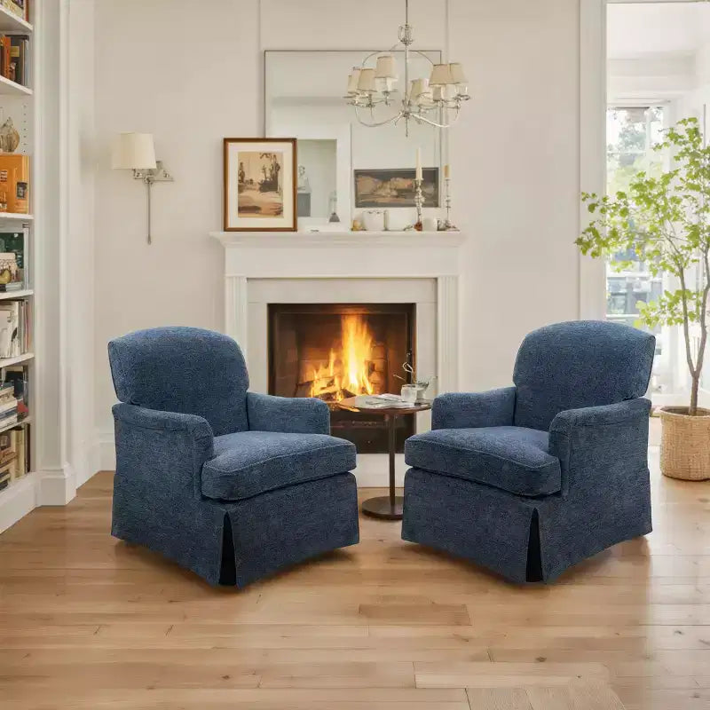 Fauteuil pivotant d'appoint traditionnel en tissu Art Leon, fauteuil avec cadre en bois