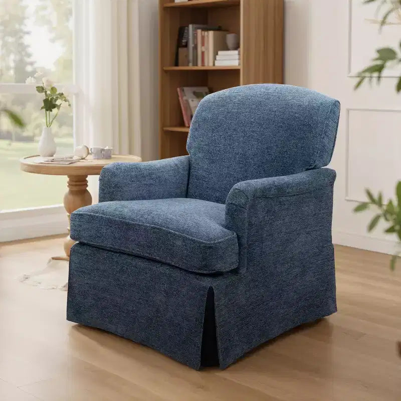 Fauteuil pivotant d'appoint traditionnel en tissu Art Leon, fauteuil avec cadre en bois