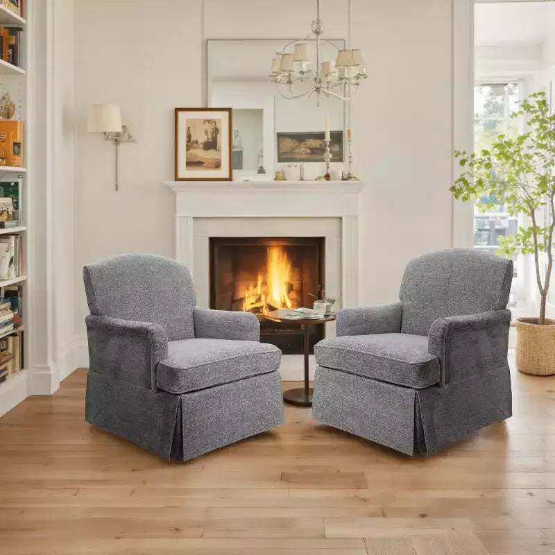 Fauteuil pivotant d'appoint traditionnel en tissu Art Leon, fauteuil avec cadre en bois