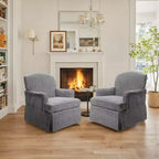 Fauteuil pivotant d'appoint traditionnel en tissu Art Leon, fauteuil avec cadre en bois