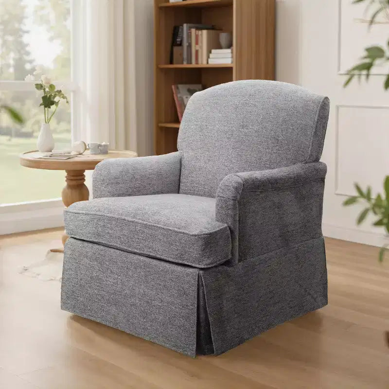 Fauteuil pivotant d'appoint traditionnel en tissu Art Leon, fauteuil avec cadre en bois