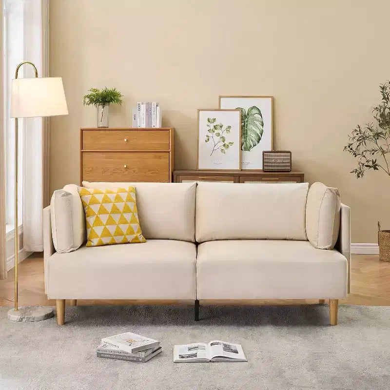 76 Loveseat Sofa, Upholstered Loveseat, Velvet Sofas & couches with 2 Removable Armrest Pillows, Wood Frame, for Apartment, Bedroom, Dorm, Office