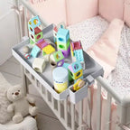 Tree City Extra-Deep Clip-On Bunk Bed Shelf - Folding Bedside Organizer for Top Bunk, Phone Slot & Cup Holder,Space-Saving Dorm Essential,Grey