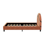 Lit plateforme double, cadre de lit rembourré de style sport avec motif de basket-ball pour garçons et filles, adolescents, orange -ModernLuxe
