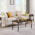 Ensemble de 3 tables basses VECELO avec tiroirs de rangement, ensemble de tables d'appoint pour salon ou bureau, cadre métallique industriel, marron