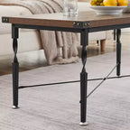 Ensemble de 3 tables basses VECELO avec tiroirs de rangement, ensemble de tables d'appoint pour salon ou bureau, cadre métallique industriel, marron
