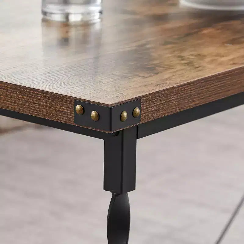 Ensemble de 3 tables basses VECELO avec tiroirs de rangement, ensemble de tables d'appoint pour salon ou bureau, cadre métallique industriel, marron
