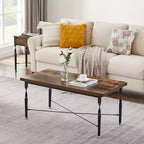 Ensemble de 3 tables basses VECELO avec tiroirs de rangement, ensemble de tables d'appoint pour salon ou bureau, cadre métallique industriel, marron