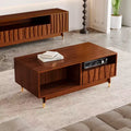 ATJafurn 47 Wooden Coffee Table with 2 Drawers and Open Storage Mid Century Modern Side Table Suitable for Living Room Apartment, Walnut