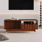 ATJafurn 47 Table basse en bois avec 2 tiroirs et rangement ouvert Table d'appoint moderne du milieu du siècle, convient pour le salon, l'appartement, Noyer