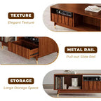 ATJafurn 47 Table basse en bois avec 2 tiroirs et rangement ouvert Table d'appoint moderne du milieu du siècle, convient pour le salon, l'appartement, Noyer