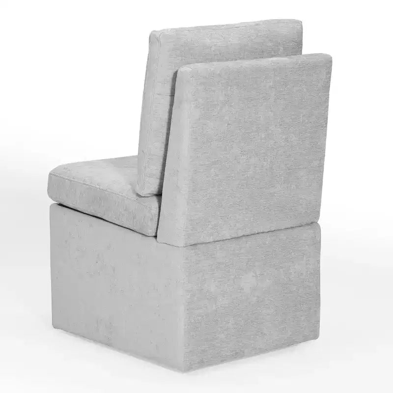 WestinTrends Soho Chaises de salle à manger modernes rembourrées sans accoudoirs en chenille avec roulettes (lot de 4), gris clair