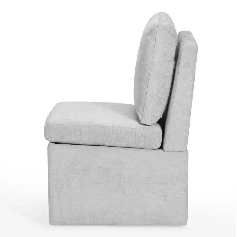 WestinTrends Soho Chaises de salle à manger modernes rembourrées sans accoudoirs en chenille avec roulettes (lot de 4), gris clair