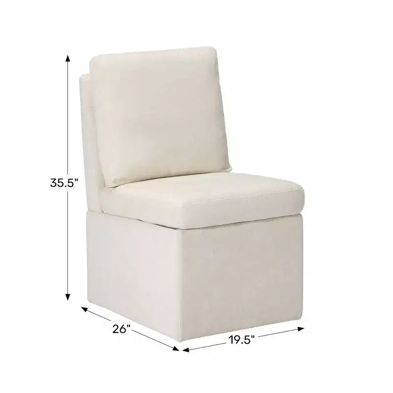 WestinTrends Soho Chaises de salle à manger modernes rembourrées sans accoudoirs en chenille avec roulettes (lot de 4), gris clair