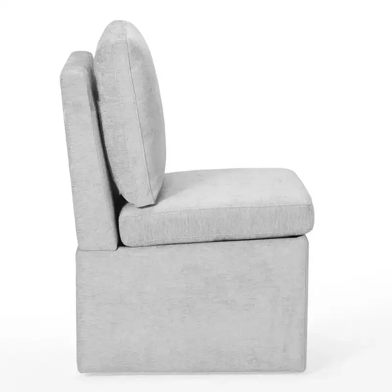 WestinTrends Soho Chaises de salle à manger modernes rembourrées sans accoudoirs en chenille avec roulettes (lot de 4), gris clair