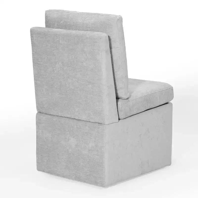 WestinTrends Soho Chaises de salle à manger modernes rembourrées sans accoudoirs en chenille avec roulettes (lot de 4), gris clair