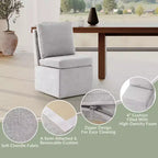 WestinTrends Soho Chaises de salle à manger modernes rembourrées sans accoudoirs en chenille avec roulettes (lot de 4), gris clair