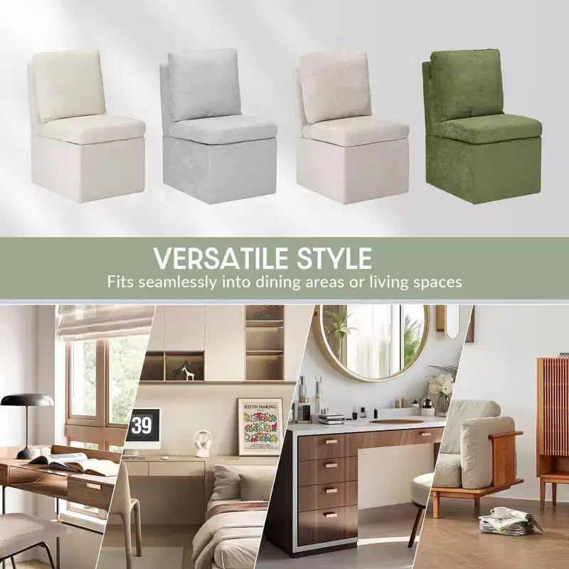 WestinTrends Soho Chaises de salle à manger modernes rembourrées sans accoudoirs en chenille avec roulettes (lot de 4), gris clair