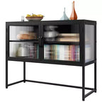 Transparent storage cabinet, glass door, adjustable shelf, simple and stylish, suitable for living room, dining room, hallway