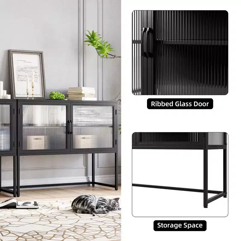 Meuble de rangement transparent, porte vitrée, étagère réglable, simple et élégant, adapté au salon, à la salle à manger, au couloir