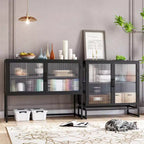 Meuble de rangement transparent, porte vitrée, étagère réglable, simple et élégant, adapté au salon, à la salle à manger, au couloir