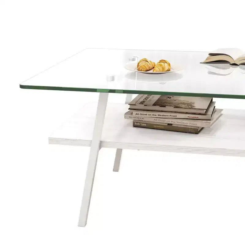 Table basse rectangulaire, plateau en verre trempé avec pieds en métal doré, table moderne pour le salon, verre transparent
