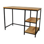HomeRoots 42 Natural and Black Solid Wood and Metal Computer Desk