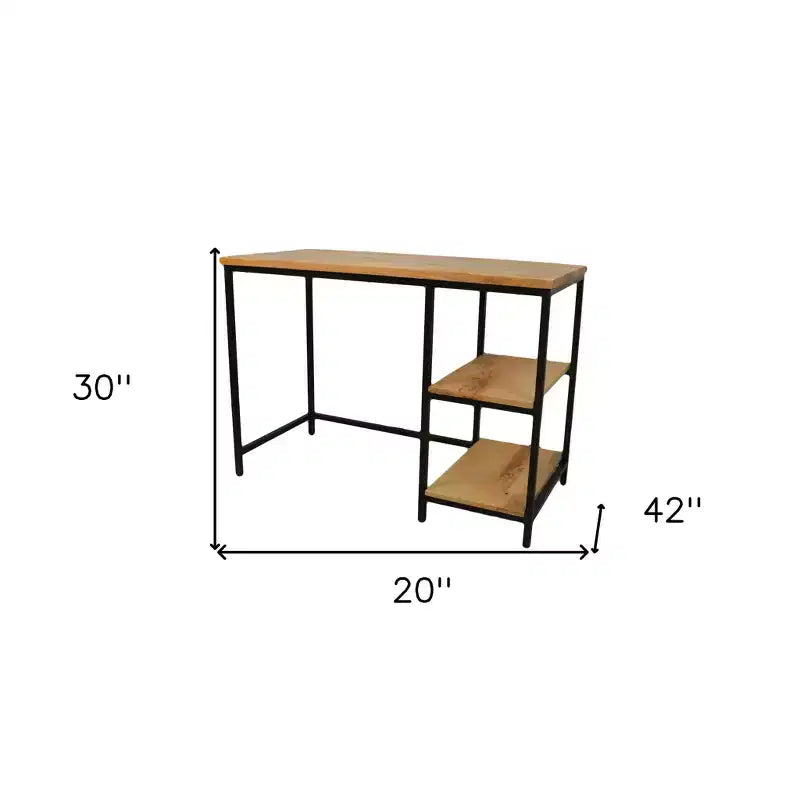 HomeRoots Bureau d'ordinateur 42 en bois massif et métal, naturel et noir
