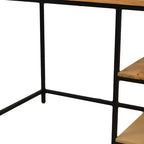 HomeRoots Bureau d'ordinateur 42 en bois massif et métal, naturel et noir