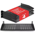 Pyle 1U Server Rack Shelf Mount Tray - Heavy-Duty Metal Construction (PLRSTN14UX4) - Compatible with 19 Racks - 4-Pack