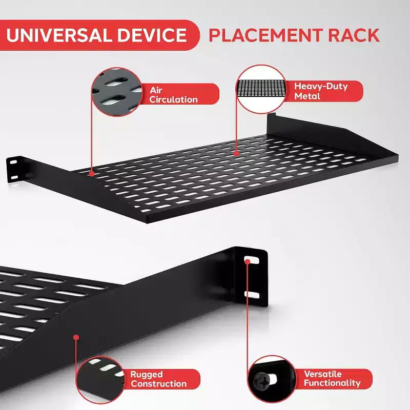 Pyle Plateau pour rack de serveur 1U – Construction métallique robuste (PLRSTN14UX4) – Compatible avec les racks 19 pouces – Lot de 4