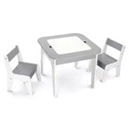 Karl Home 5-In-1 Wooden Kids Table And Chairs Set With Flip-Top Lids in Gray