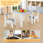 Ensemble table et chaises 5-en-1 en bois pour enfants Karl Home avec plateaux relevables, gris