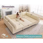 Canapé d'angle modulable AMERLIFE avec assise extra-profonde de 112 cm, grand canapé 6 places