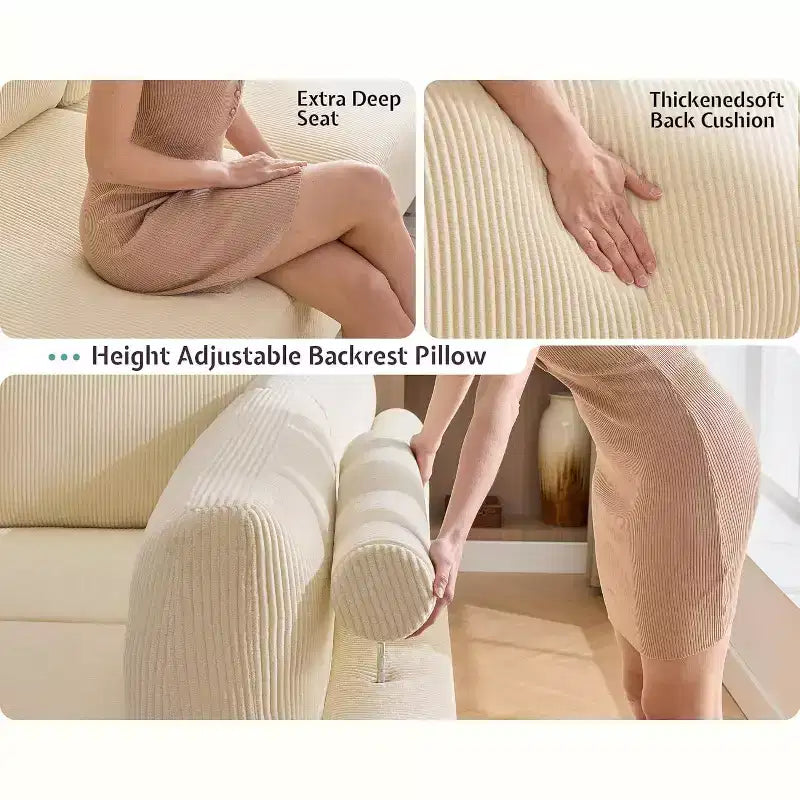 Canapé d'angle modulable AMERLIFE avec assise extra-profonde de 112 cm, grand canapé 6 places