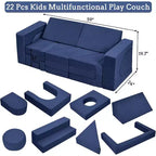 Canapé de jeu modulaire 22 pièces pour enfants, canapé sectionnel convertible en mousse, ensemble de jeu de meubles imaginatifs, pour garçons et filles