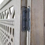 Paravent séparateur de pièce Royal Hampton à 3 panneaux pliant en bois de manguier avec motifs géométriques complexes découpés