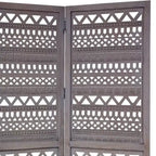 Paravent séparateur de pièce Royal Hampton à 3 panneaux pliant en bois de manguier avec motifs géométriques complexes découpés