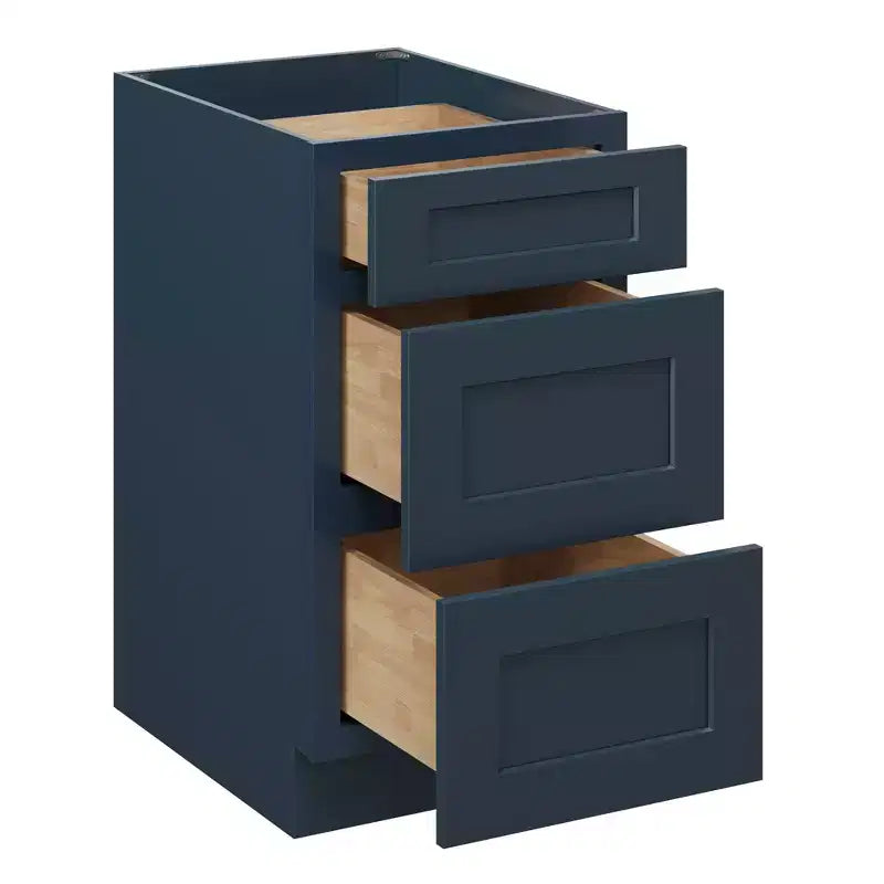 Meuble bas de cuisine CASAINC de 18 po L x 24 po P x 34,5 po H avec 3 tiroirs à fermeture amortie, armoires en contreplaqué prêtes à assembler