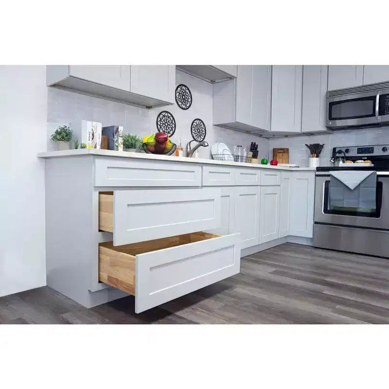 Meuble bas de cuisine CASAINC de 18 po L x 24 po P x 34,5 po H avec 3 tiroirs à fermeture amortie, armoires en contreplaqué prêtes à assembler