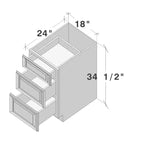 Meuble bas de cuisine CASAINC de 18 po L x 24 po P x 34,5 po H avec 3 tiroirs à fermeture amortie, armoires en contreplaqué prêtes à assembler