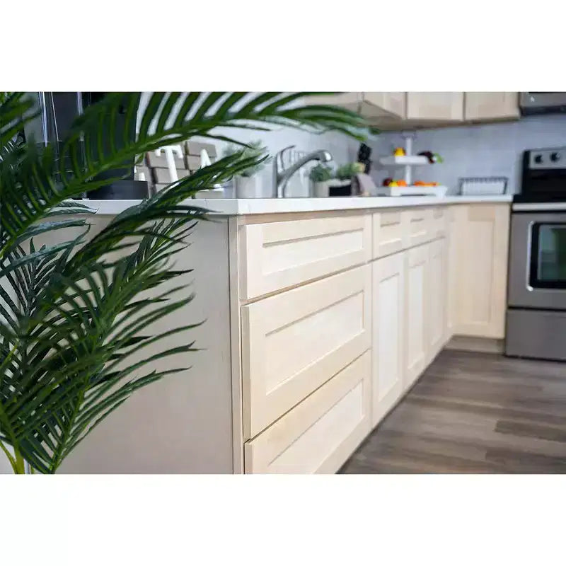 Meuble bas de cuisine CASAINC de 18 po L x 24 po P x 34,5 po H avec 3 tiroirs à fermeture amortie, armoires en contreplaqué prêtes à assembler